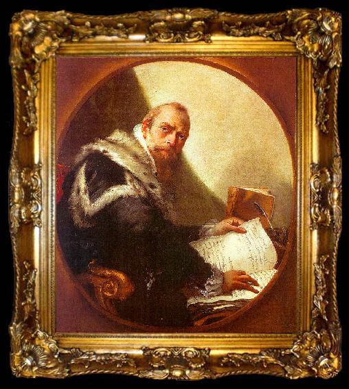 framed  Giovanni Battista Tiepolo Portrait of Antonio Riccobono, ta009-2